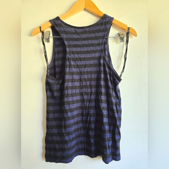 Avec Les Filles, linen Blend Striped Tank, Black and Blue, Size‎ XS, NWT! - Picture 5 of 8